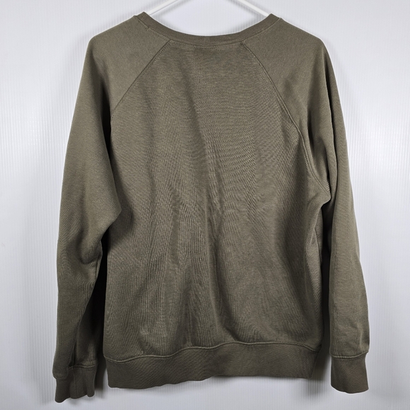 Columbia Womens Olive Green Long Sleeve Sweatshirt Logo Ribbed Cuffs Size XL - Picture 2 of 12